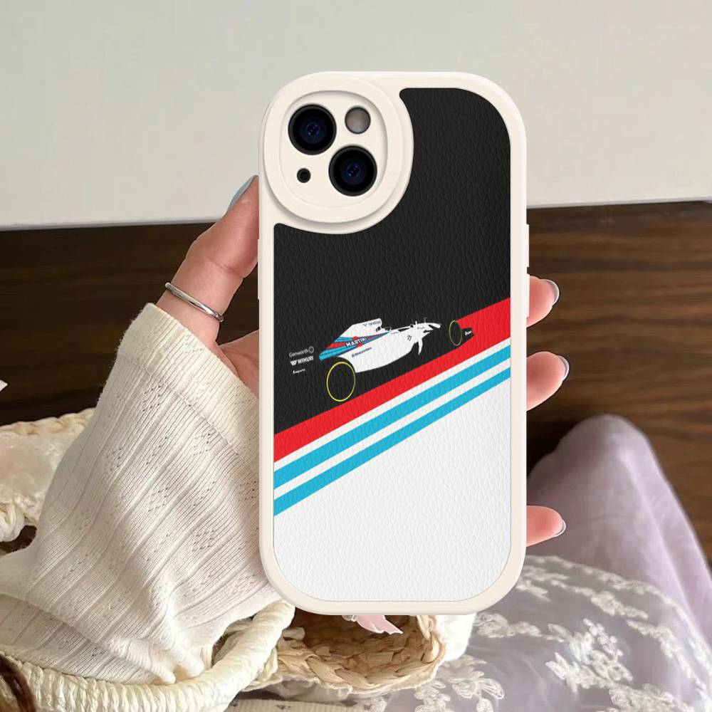 M-Martini Racing Horizontal Stripe For IPhone 16 15 14 13 12 11 Pro Max Plus Shockproof Leather Soft Phone Cover