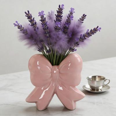 Decorative Flower Vase Bow Flower Vase Ceramic Bowknot Flower Vase Modern Decorative Floral Holder Home Office Table for Plants