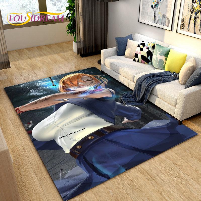 Jujutsu Kaisen Anime Cartoon Area Rug,Carpets Rug for Living Room Bedroom Sofa Doormat Decoration,Kids Play Non-slip Floor Mat