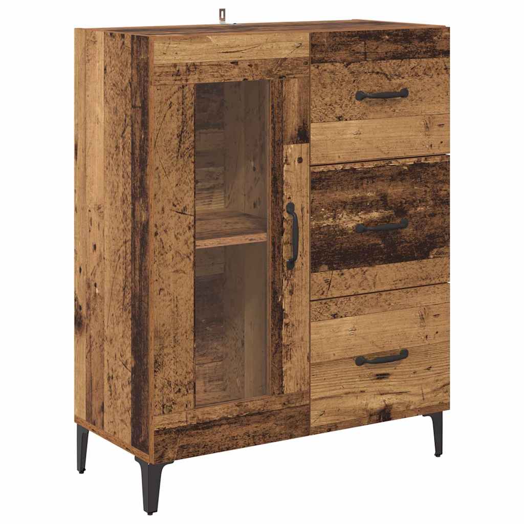 Wall Mounted Highboard Reclaimed Wood Look 69.5 x 34 x 180 cm Engineered Wood