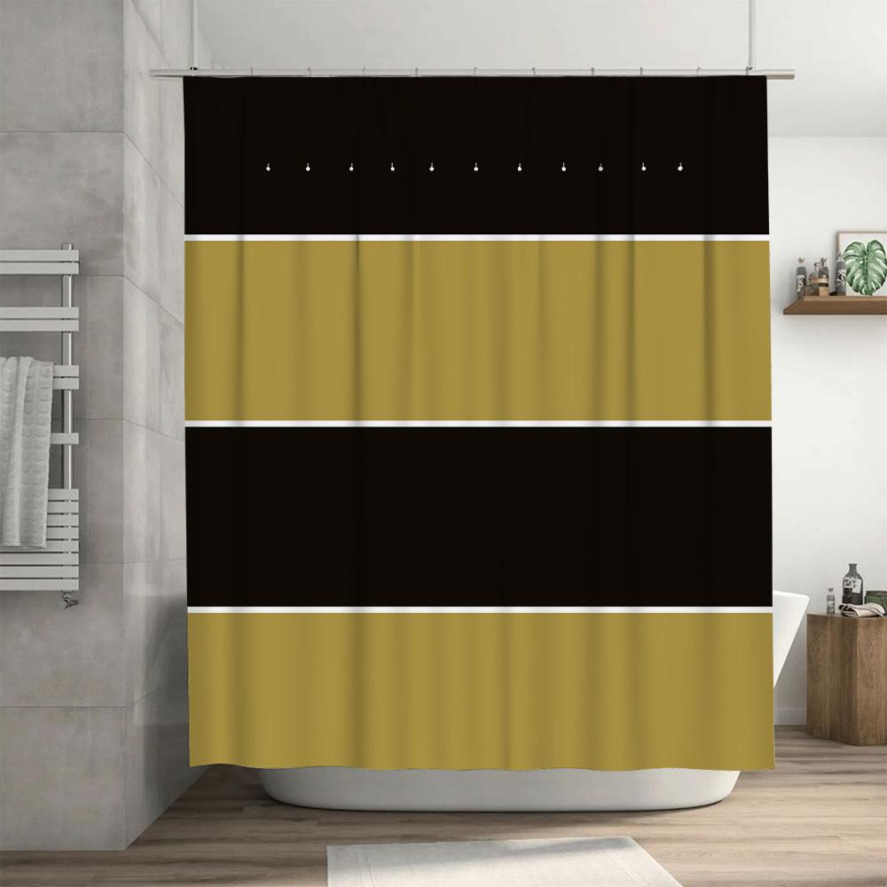 Modern Minimalist Black Gold Shower Curtain Set for Bathroom Decor 3D Printed Waterproof Fabric Various Sizes Available