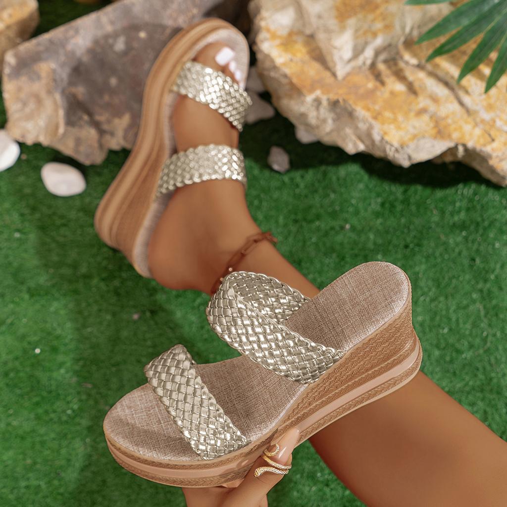 Moda Tendencia Mujer Zapatillas Cuñas de Playa Sandalias Plataforma Antideslizantes Zapatillas Mujer Exterior Slip-on Zapatos Verano 2024 Chanclas Mujer