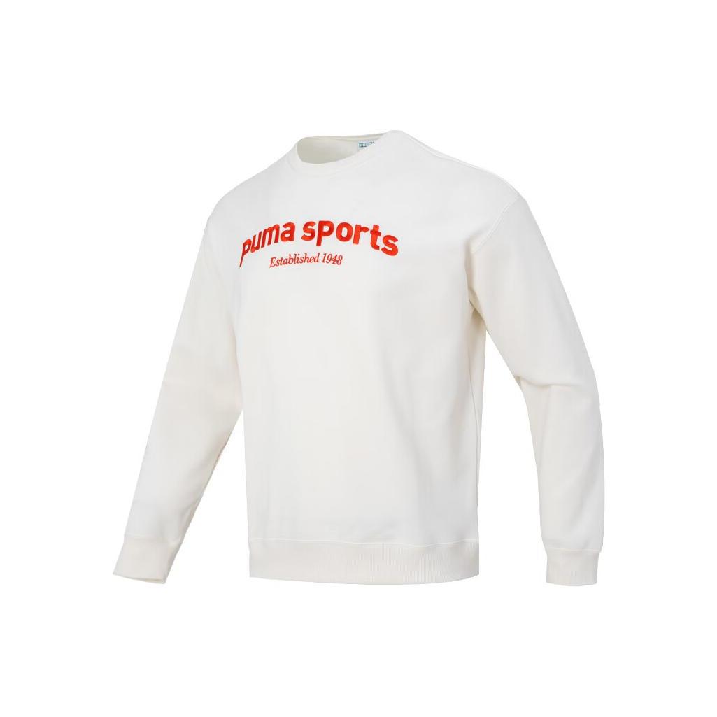 

New PUMA TEAM CREW FL Sweatshirts Men s White Red 625312-65 M