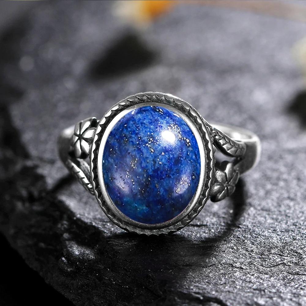 Vinatge Silver Ring Female Jewelry Natural Moonstone Tiger's Eye Personalized Rings for Women Bijoux Wedding Jewelry Gift S