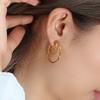 Stainless Steel Multilayer Round Bead Hoop Earrings For Women Men Vintage Gold Color Double Circle Smooth Earrings Zircon Gifts