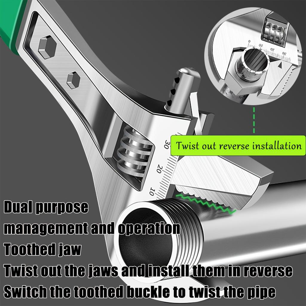8/10/12Inch Adjustable Wrench Wide Jaw Opening Precise Jaw Design Grips Tight-Even in Tight Spaces