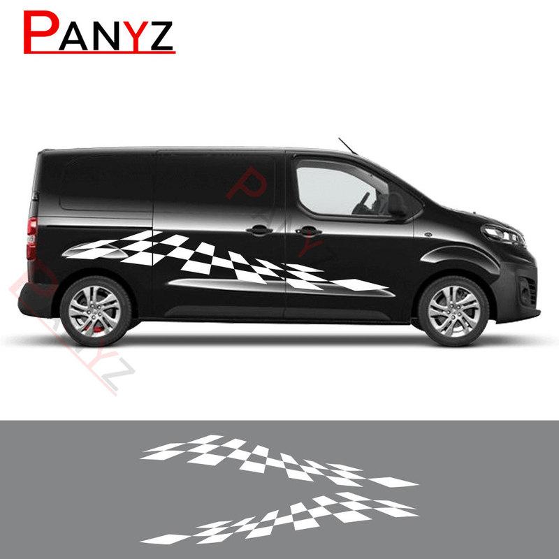 2PCS Car Door Side Stickers For Vauxhall Opel Vivaro Renault Trafic Graphics Camper Van Vinyl Film Decals Tuning Accessories