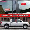 For Nissan Titan 2004-2015 4Pcs Car Window Door Column B C Pillar Post Cover Trim Glossy Black Mirror Effect PC Material Sticker
