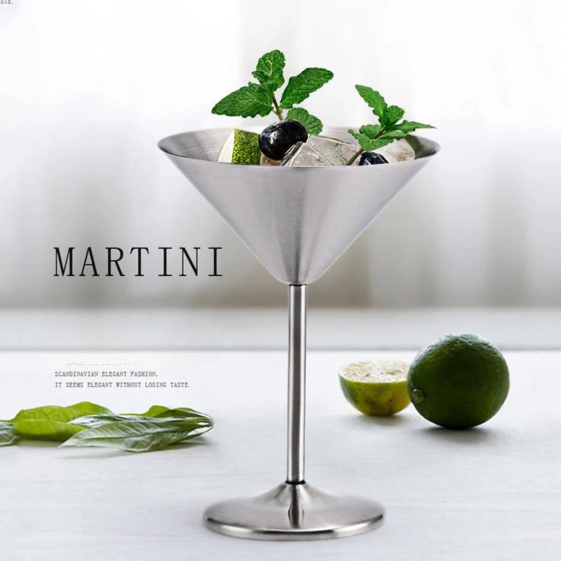 

Cocktail Glass 304 Stainless Steel Martini Stemware Rose Gold Wine Glass All Steel Triangle Cup Bar Party Home Wine Glasses