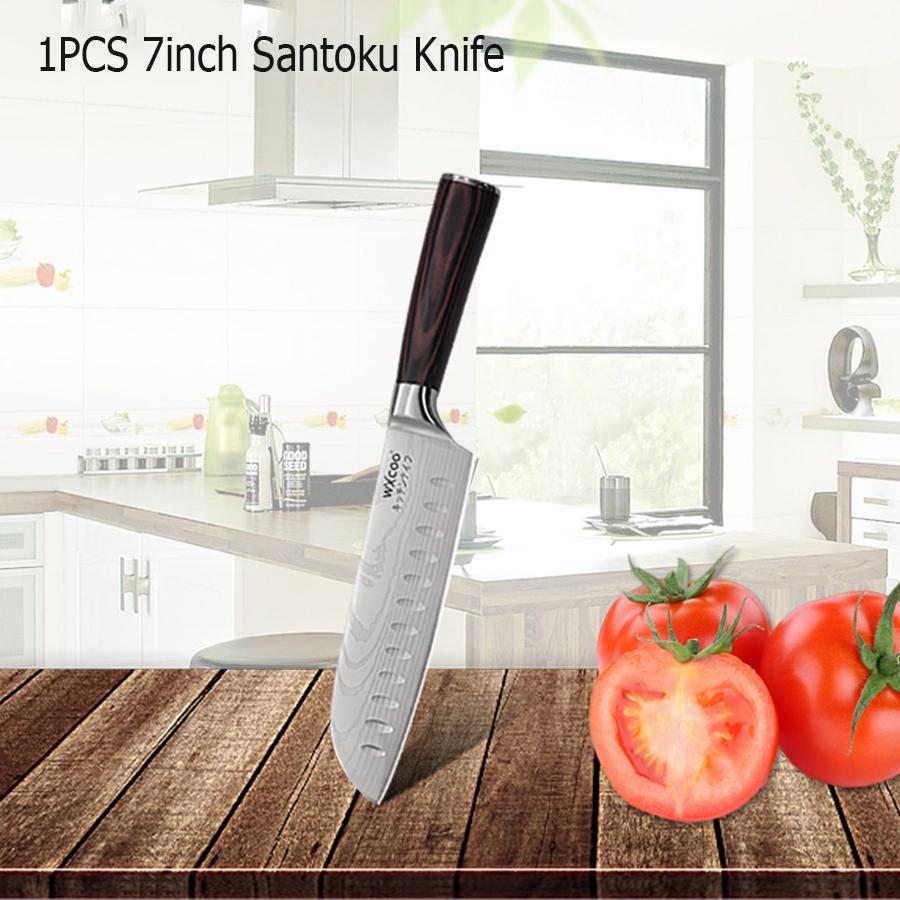 WXCOO Japanese Knife Set with Knife Bag Kitchen Knives Damascus Laser Fish Fillet Meat Cleaver Fruit Peeler Santoku Cutter
