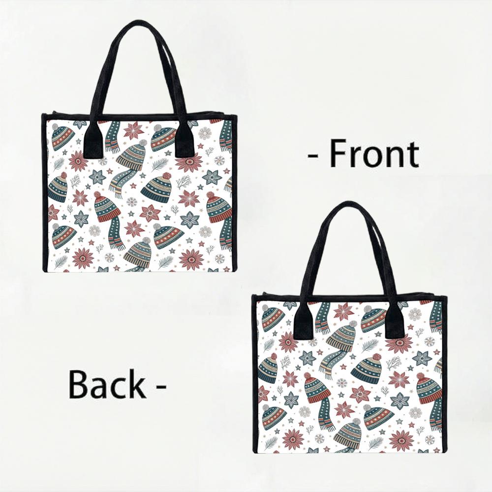Winter Pattern Tote Bag Fashion Casual Large Capacity Handbag for Daily Use