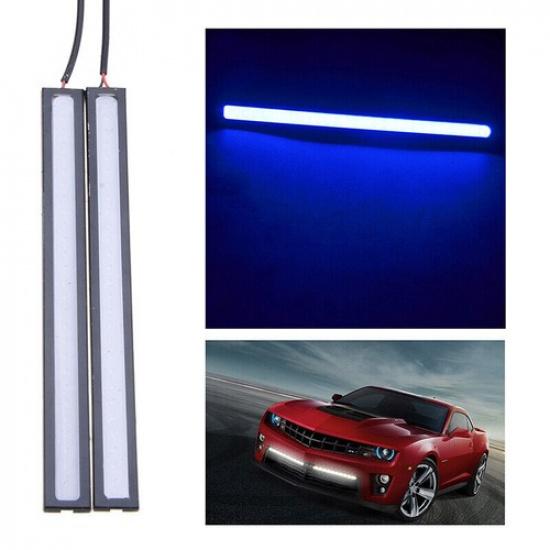 2PC Blue 12V LED Strip DRL Daytime Running Lights Fog COB Car Lamp Waterproof