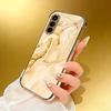 Gold Textured Electroplated Glass Phone Case Suitable for Samsung Galaxy S26 S25 S24 S23 S22 S20 FE/Ultra/Plus Anti Drop
