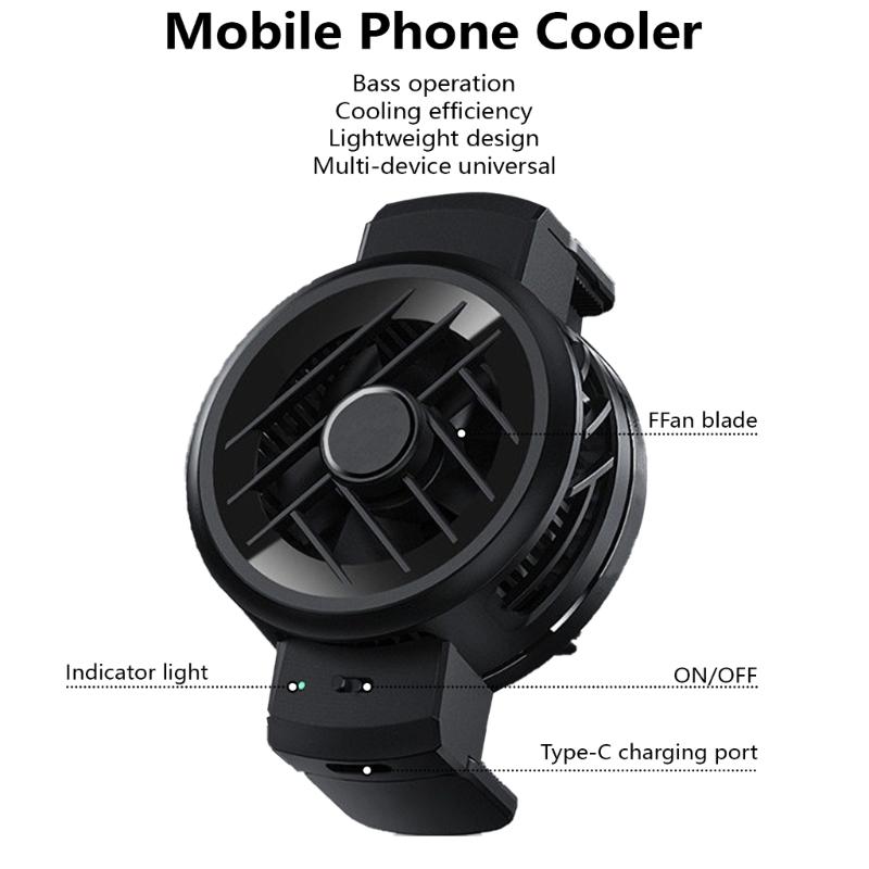 Cellphone Radiator Cooling Fan Semiconductor Heat Sink Low Noise Back Clip Type Phone Cooling System for Game Live Video