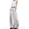 Jeans Dritti in Denim da Donna Casual Colore Unico Misto Cotone Vita Alta Quotidiano Streetwear Pantaloni Lunghi