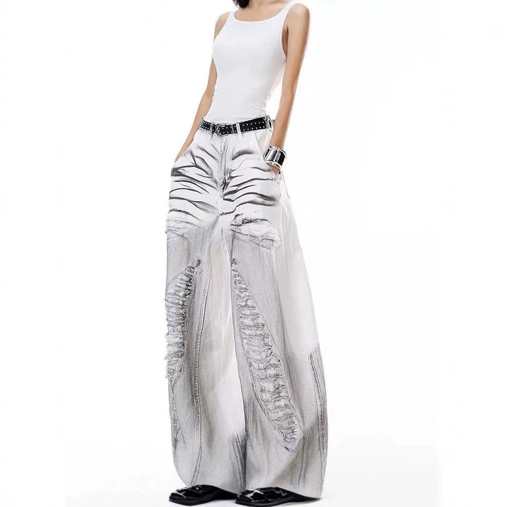 Jeans Dritti in Denim da Donna Casual Colore Unico Misto Cotone Vita Alta Quotidiano Streetwear Pantaloni Lunghi