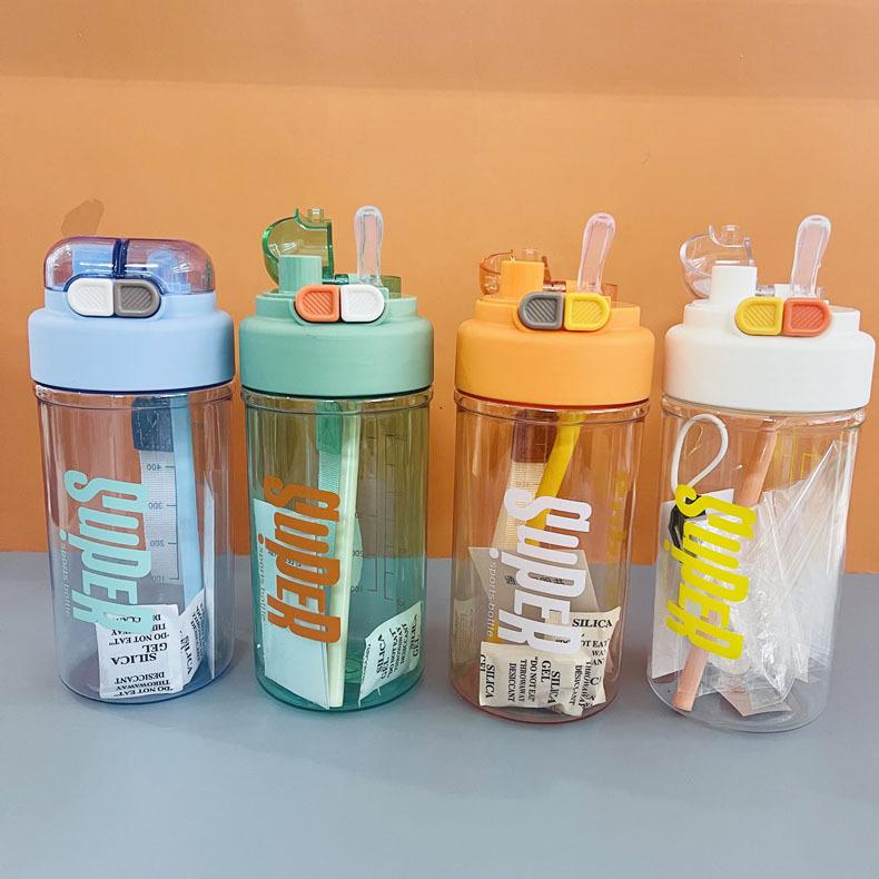 Water bottle Shanghe 1011 new high-value sub-warehouse cup, including portable plastic cup, student double mouth with straw cup, children's water cup