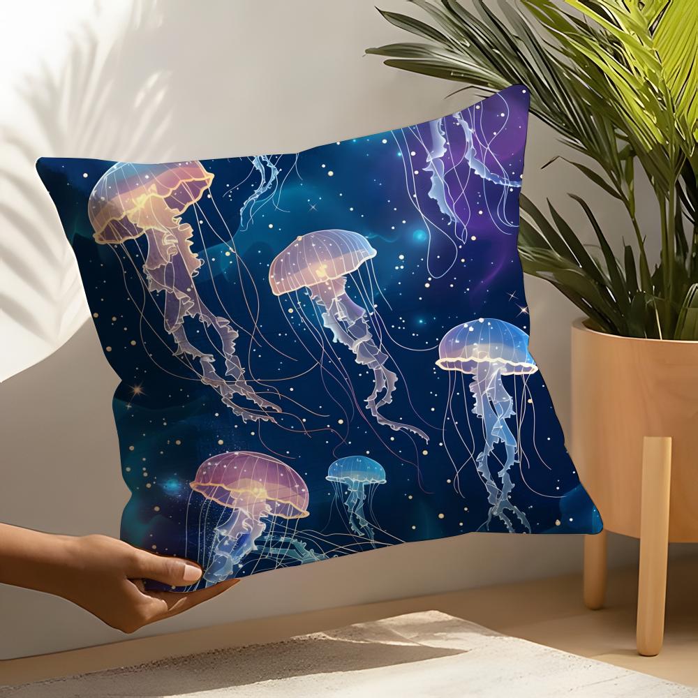 Beautiful Marine Life Jellyfish Pillow Case Linen Cushion Covers For Decorative Sofa Home Pillows Case Car Chair Pillows Cases