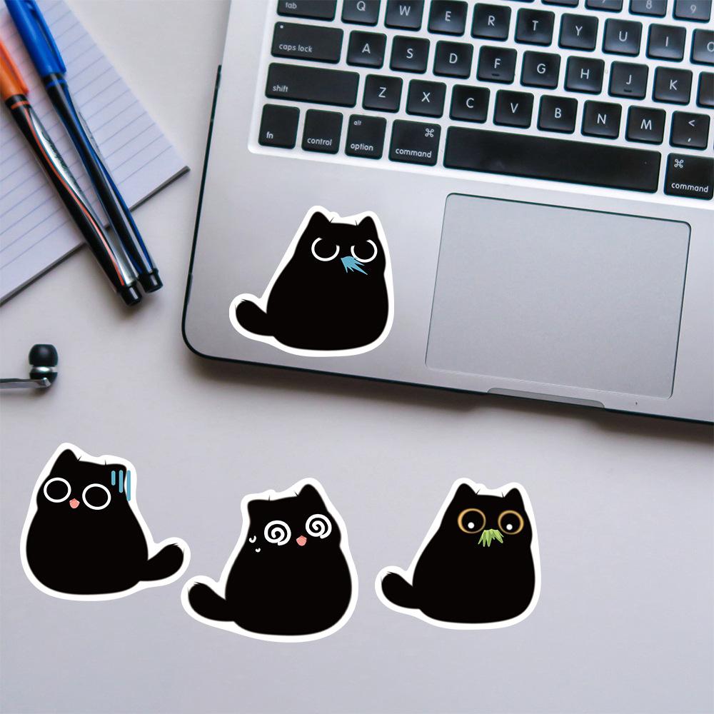 40PCS Black Cat Cute Stickers Vintage For DIY Notebook Guitar Scrapbooking Motorcycle Luggage Graffiti Decals Gifts For Children