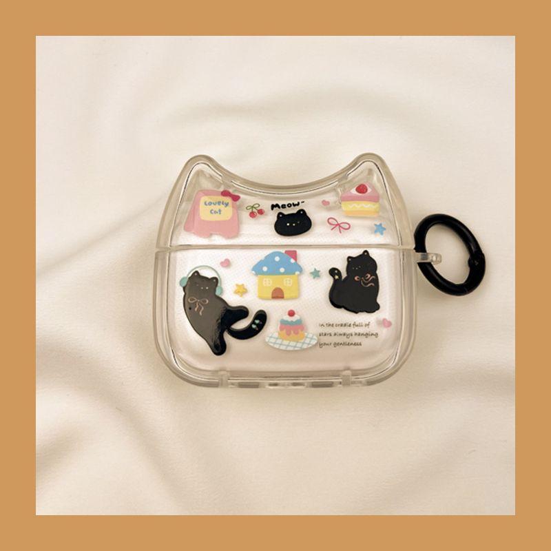 

Чехол для Airpod3 для Apple Pro Чехол для наушников Второе поколение Беспроводной Bluetooth Третье поколение Aipods2 Поколение Airpodpro Четвертое поколение 5 AirPods 4 [Cake Bows little black cat] send Hook