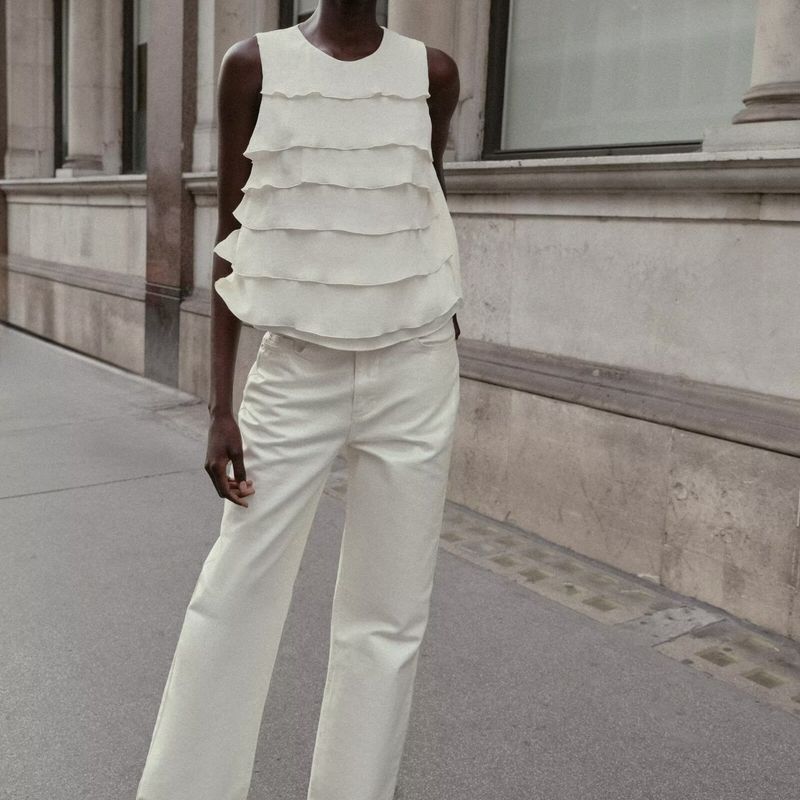 Za New Fall Women's Clothing 2025 Fashion Wind Fashion Street Silk Satin Texture Ruffle Top 83129457