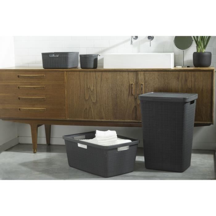 Corbeille à linge - Curver - Jute - 46 L - Gris