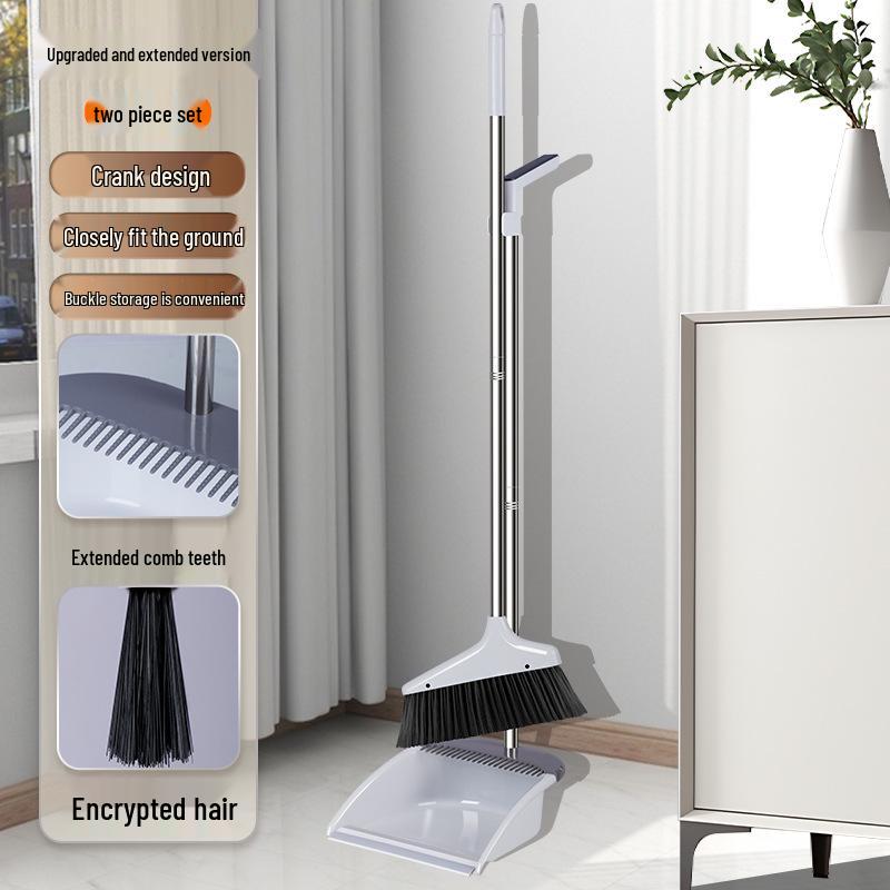 Enhanced Broom & Dustpan Set: Thickened Handle with Soft Bristle Brush for Household Indoor Sweeping