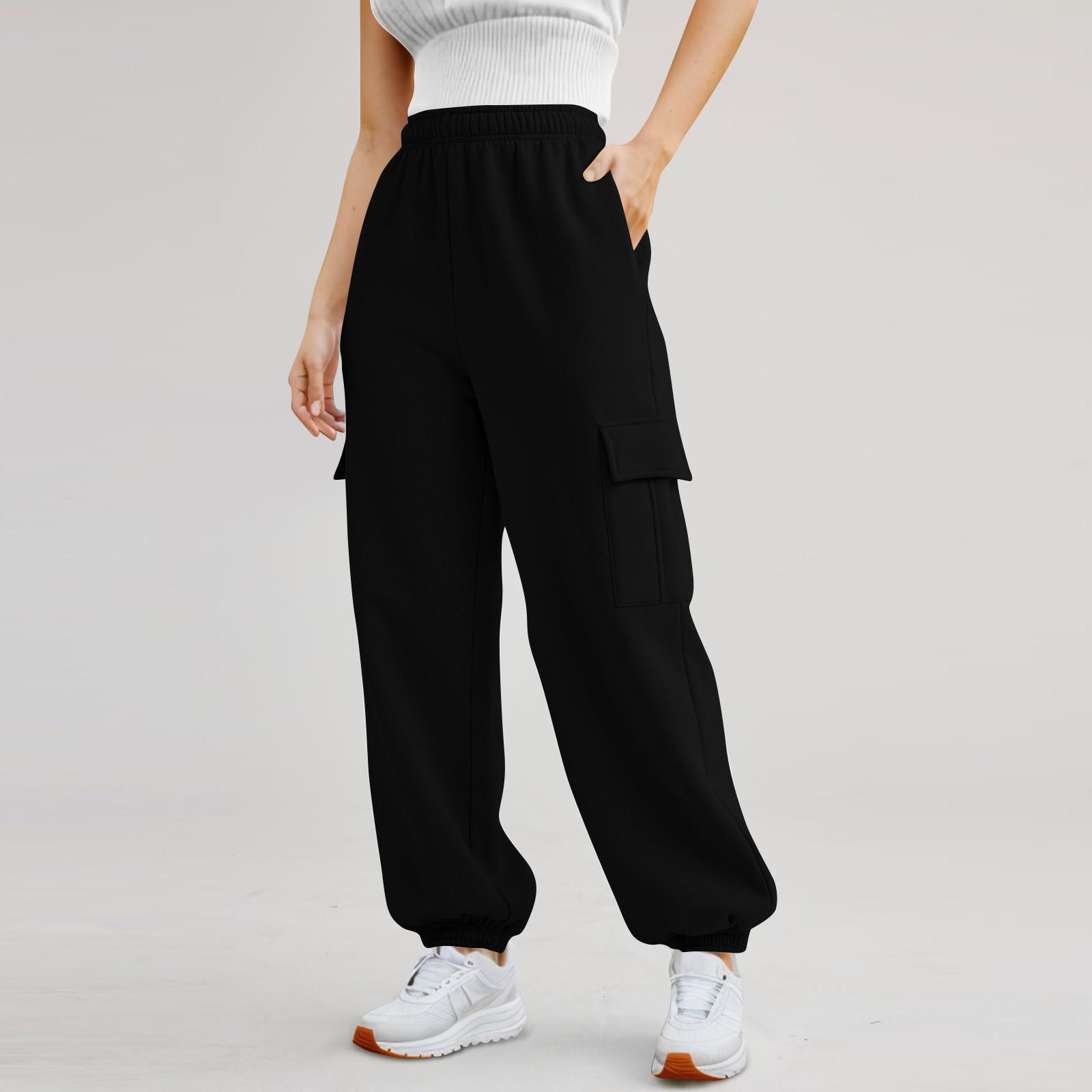 

Women s Workwear Sweatpants Casual Loose Fleece High Waist Jogger Pants Ladies Sweatpants Casual Pants Yoga Pants Homewear L чёрный