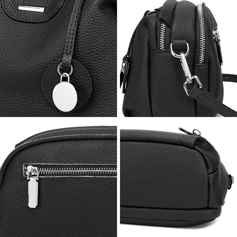 First Layer Cowhide Bag Crossbody Bag for Women New Boston Handbag for Women Niche Commuting Versatile Shoulder Bag