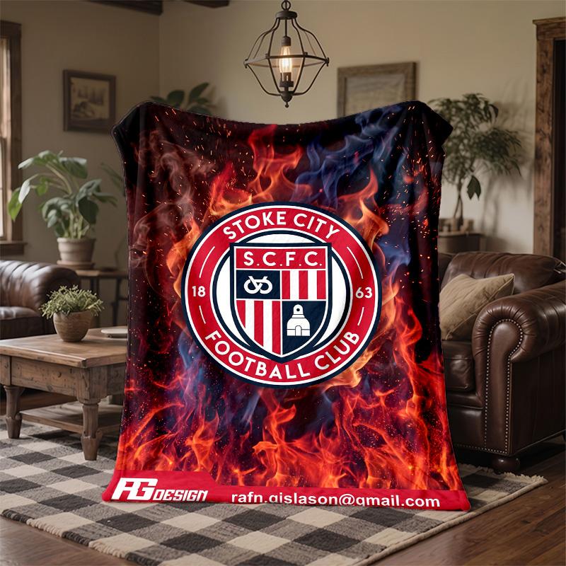 Stoke City Football Print Flannel Blanket Soft Warm Sofa Bed Throw Blanket For Home Office Bedroom