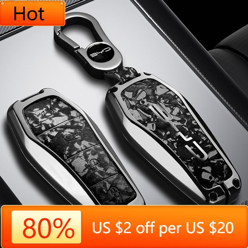 Interior Mouldings Zinc Alloy Car Remote Key Case Cover Shell Fob For BYD Song Plus Atto 3 Han EV Tang DM Qin Seal Dolphin Keych