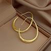 Huitan Waterdrop Shaped Big Hoop Earrings for Women Minimalist Metal Earrings Daily Wear Temperament Statement Jewelry Drop Ship