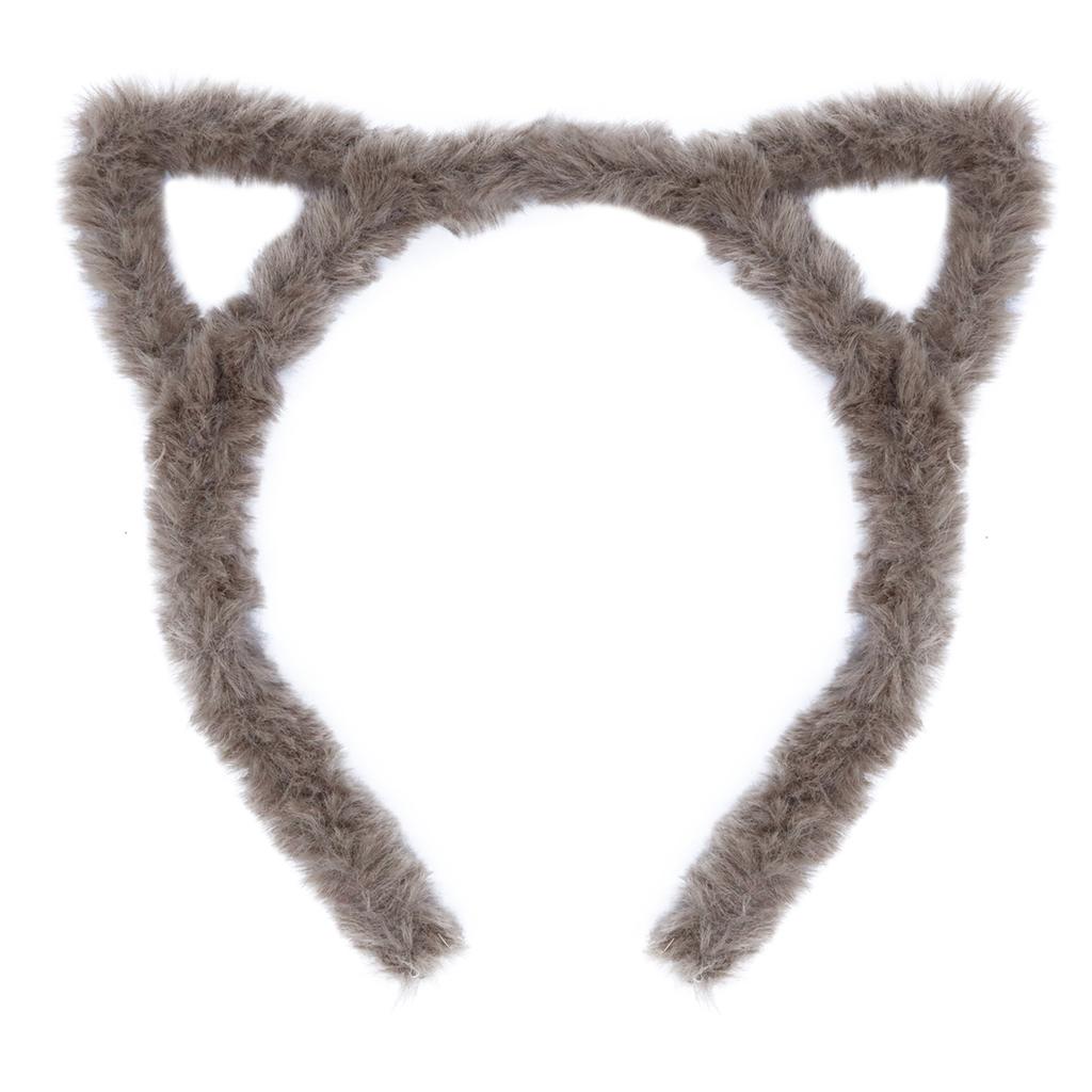 Furry Cat Ears Headband Halloween Cosplay Cat Women Hairband, Black White Pink Kakhi