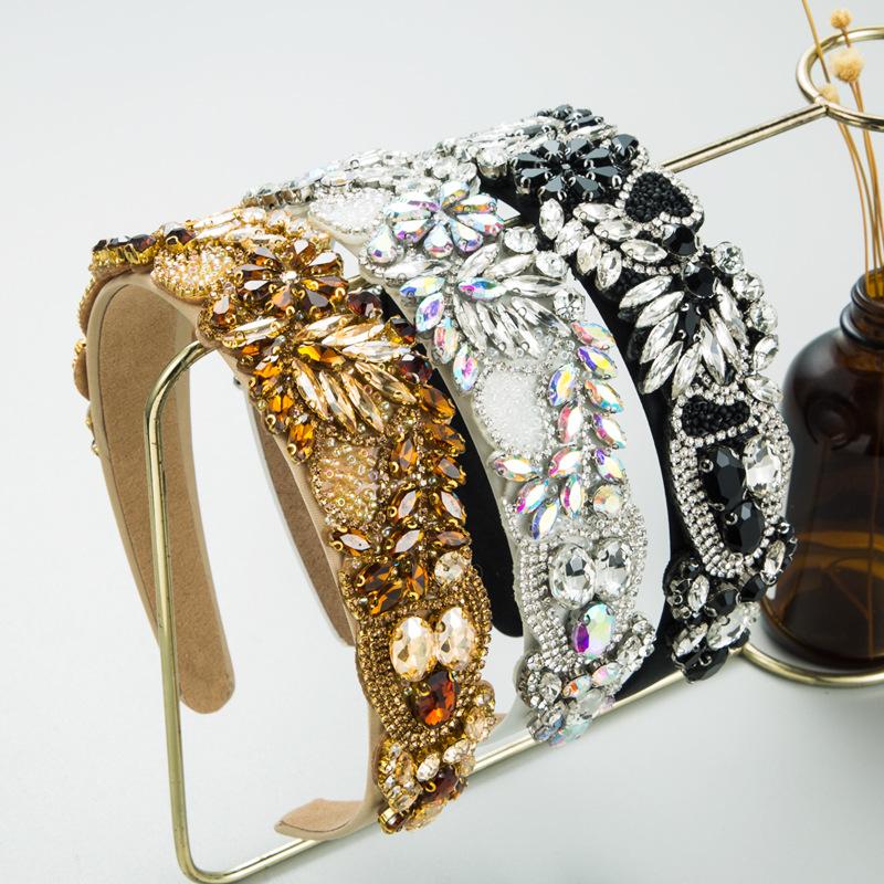 Πολυτελείς Μπαρόκ Πολύχρωμες Λαμπερές Στρας Κεφαλόδεσμοι Μόδα Αξεσουάρ Μαλλιών Γυναικεία Τάση Πάρτι Κεφαλόδεσμος Κορίτσι Λάστιχο Μαλλιών Κεφαλόδεσμος