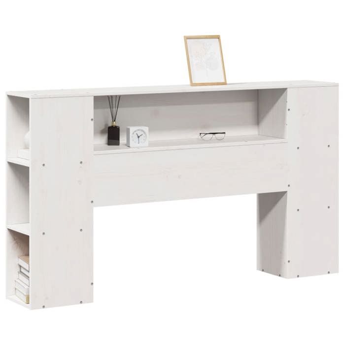 VidaXL Tête de lit avec rangement blanc 135 cm bois massif de pin, tête de lit en bois, tête de lit avec rangement, tête de 855634