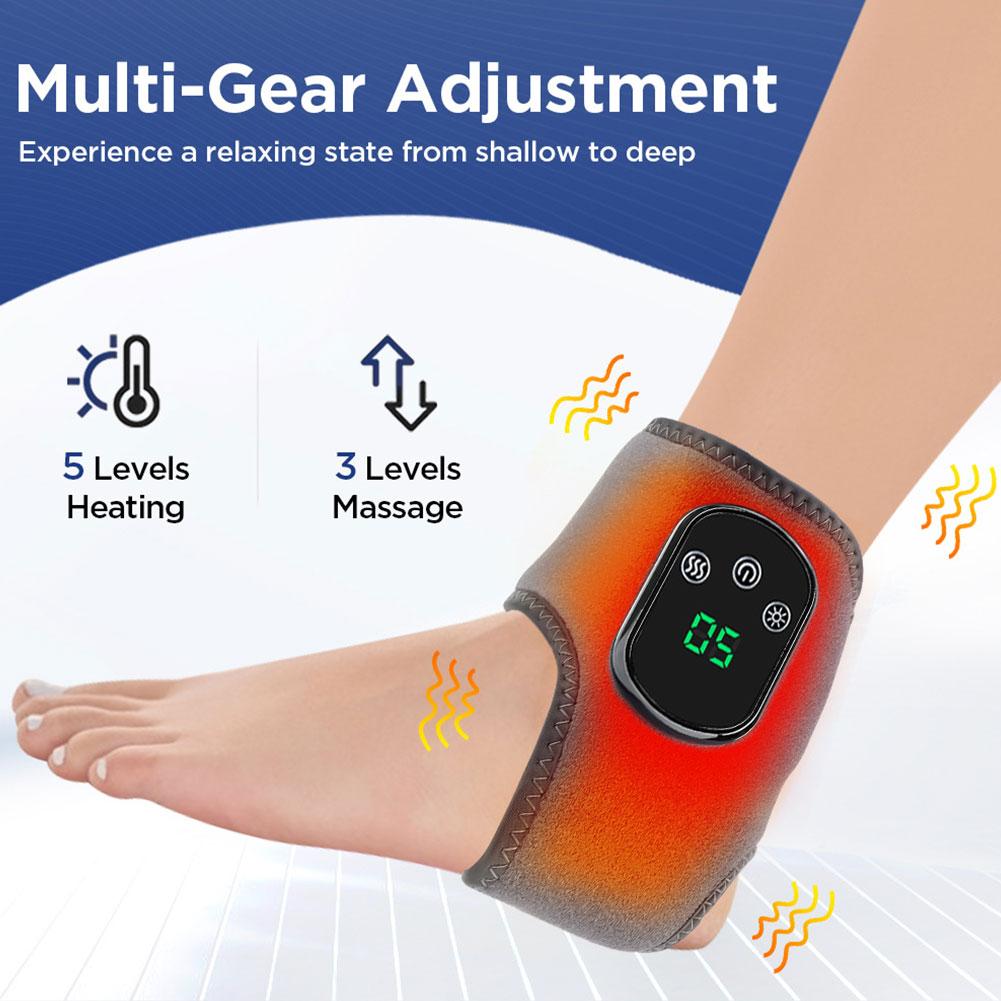 Electric Ankle Wrist Massager 3 Vibration Modes 5 Level Infrared Hot Compress Left Right Fit Relieve Muscle Fatigue