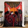 Intricate Viking-inspired figure with a golden helmet, ravens, and swirls. for all seasons blanket lunch break throw gift