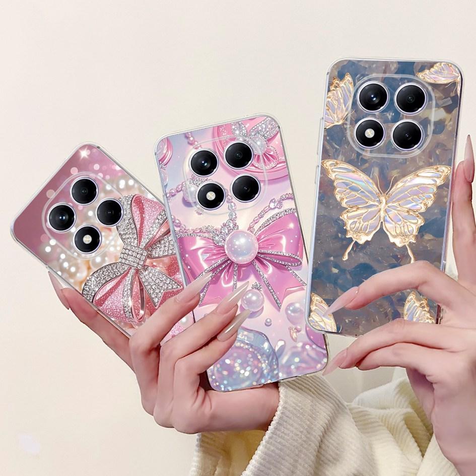 For Xiaomi Redmi Note 14 Pro Plus Case Cute Strawberry Love Heart Soft Silicone Clear Cover For Redmi Note 14 Pro 5G Global Etui