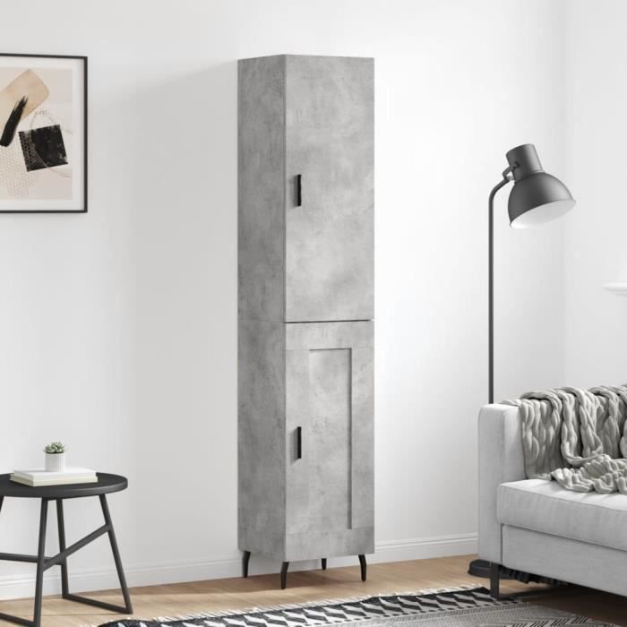 VidaXL Buffet haut Gris béton 34,5x34x180 cm Bois d'ingénierie 3199125
