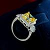 Tancise Jewelry Yellow 10 * 10 Zircon Surround Ring Fashion Personality 925 Silver Women's Ring