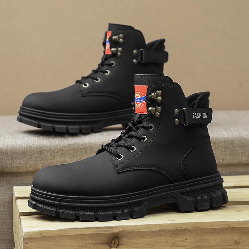 New Fashion Autumn And Winter Men's High Top Martin Boots Students Male Boys Trending Soft Sole Work Shoes Labor Protection Martin Sneakers