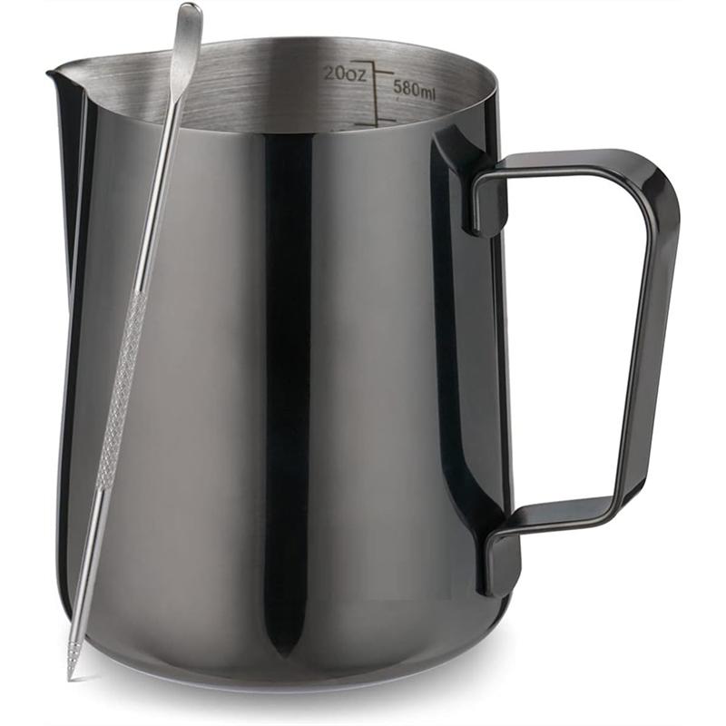 Fresh Latte Art Milk Frothing Pitcher,600Ml(20Oz) Stainless Steel Steaming Pitcher For Coffee Cappuccino