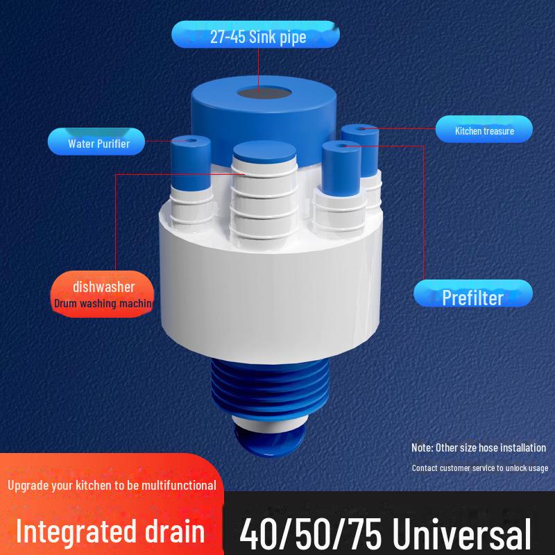 PVC50/75 Five-Way Kitchen Drainage Connector & Deodorizer