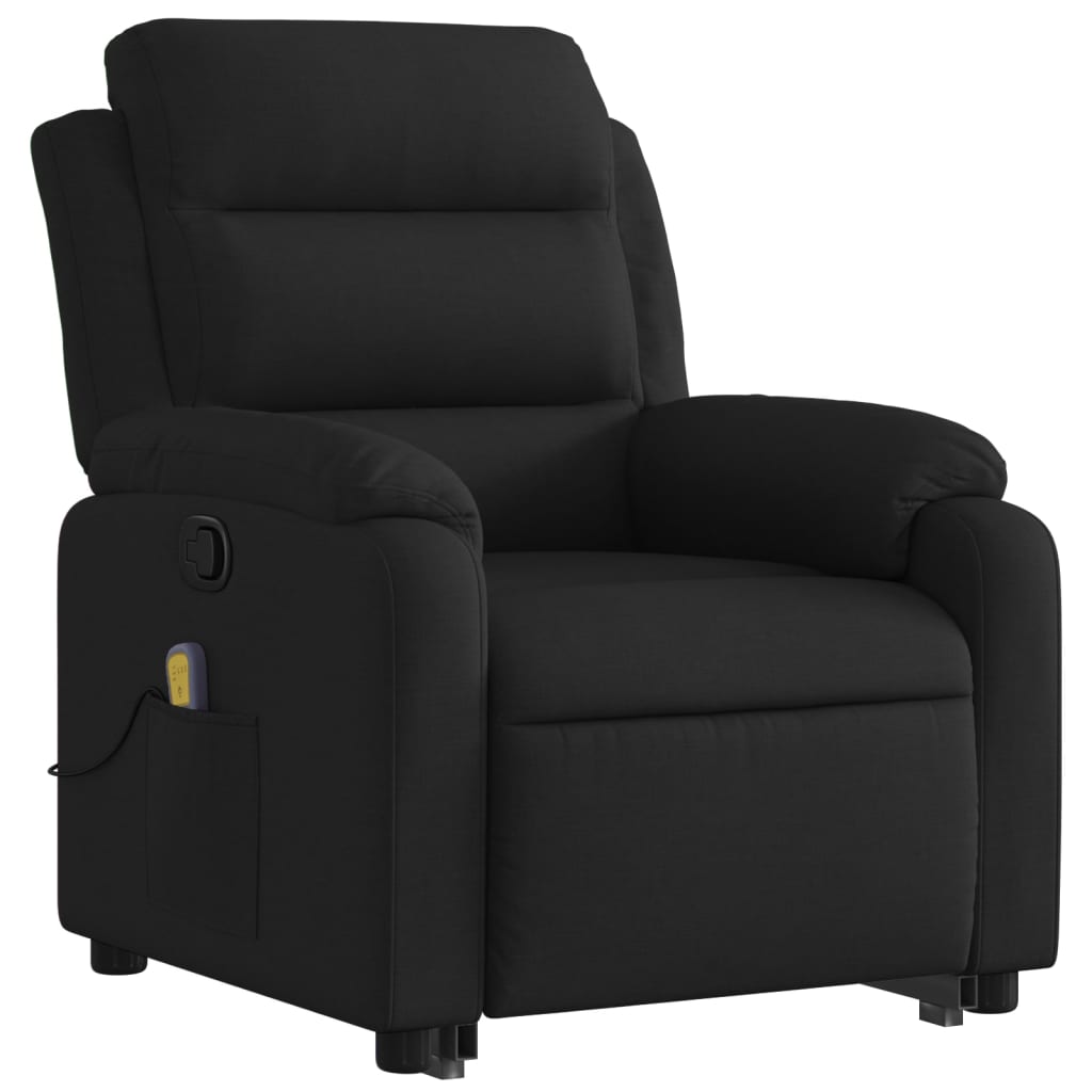 Massage Recliner with Rising Function Black Fabric