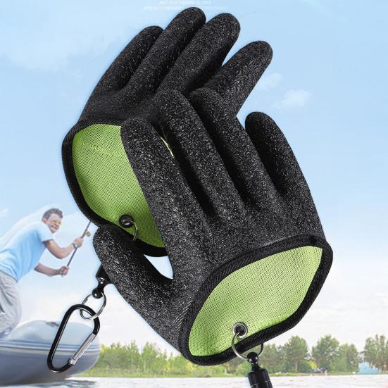 1/2Pcs Fishing Gloves with Magnet Release Anti-Slip Textured Grip Puncture Resistant Waterproof Catch Fish Gloves
