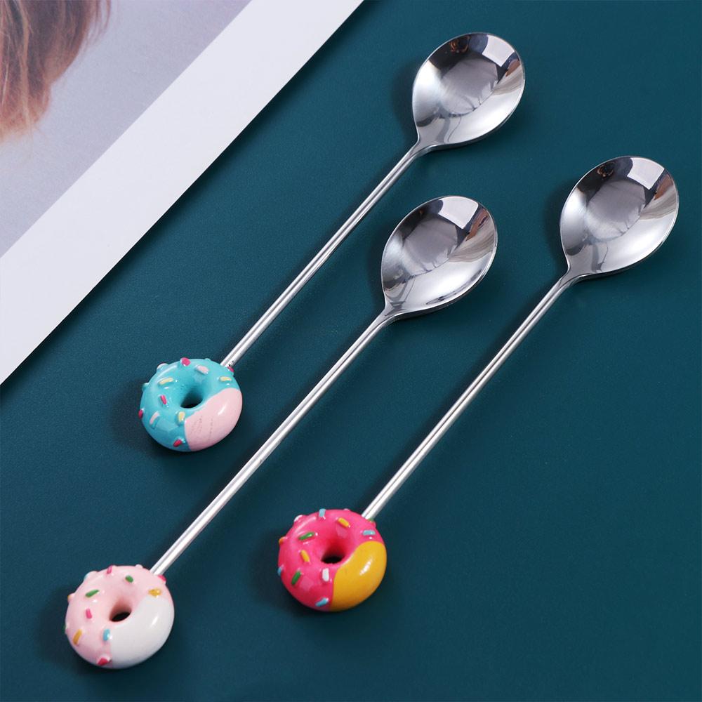 Adorable Coffee Spoons Stainless Steel Salad Mixing Spoon Durable Donut Spoon Home Use