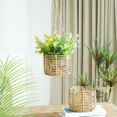 1PC Garten grüne Pflanze Rattan Vase Blumentopf gewebt hängen Blumenkörbe Home Decor Wicker