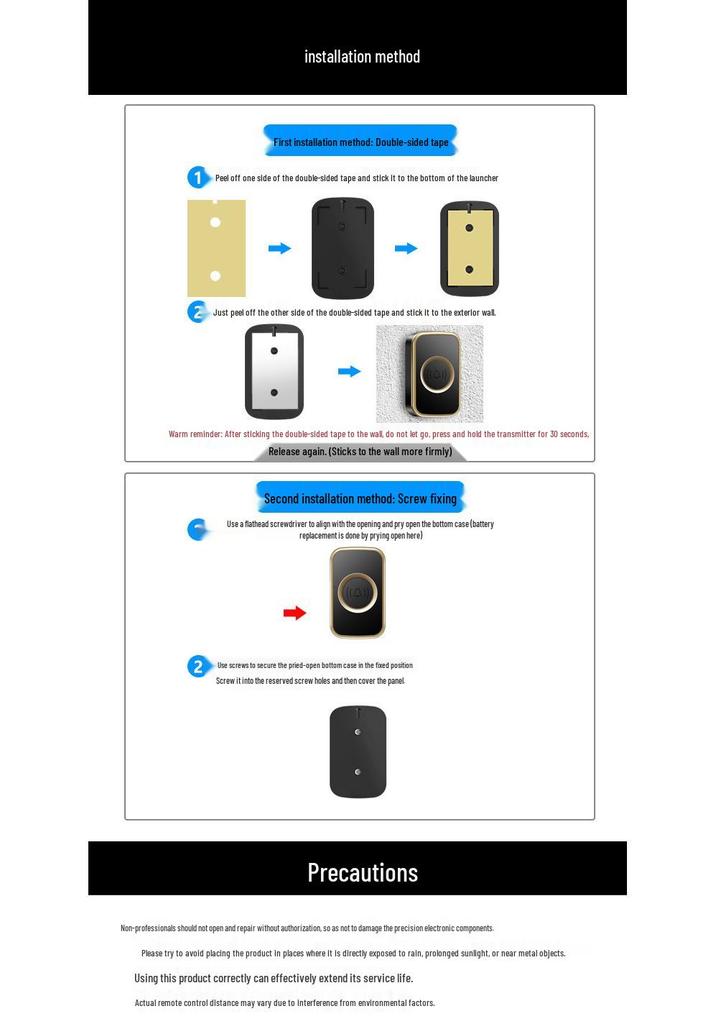 Ultra-Long Range Wireless Doorbell with Remote Control and Smart Call Button for Home and Elderly Use