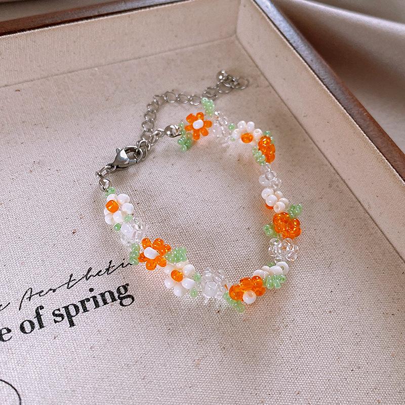 Идиллическая цветочная бусинная цепочка на шею, модный аксессуар, цепочка на ключицу, милое ожерелье для женщин