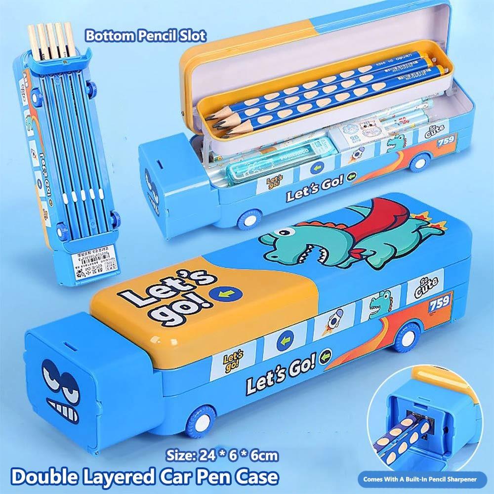 

Three-layers Large Capacity Pencil Case Metal Stationery Box Stationery Organizer Gift 01